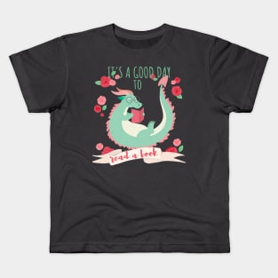 Its A Good Day To Read A Book - Bookworm Book Dragon Kids T-Shirt